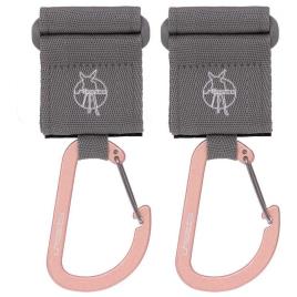 Lassig Cas Stroller Hooks With Carabiner 2 Unidades One Size Grey