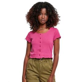 Urban Classics Camiseta Manga Curta Decote Redondo Cropped Button S Bright Violet