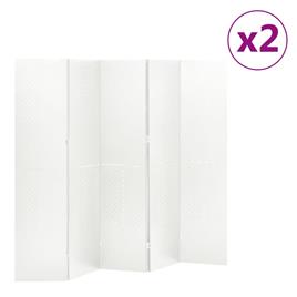 vidaXL Divisórias/biombos com 5 painéis 2 pcs aço 200x180 cm branco