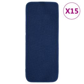 vidaXL Tapetes de escada 15 pcs 60x25 cm antiderrapantes azul-marinho