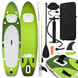 vidaXL Conjunto prancha de paddle SUP insuflável 330x76x10 cm verde