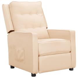 vidaXL Poltrona reclinável tecido cor creme