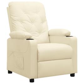 vidaXL Cadeira reclinável couro artificial cor creme