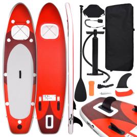 vidaXL Conjunto prancha de paddle SUP insuflável 330x76x10 cm vermelho
