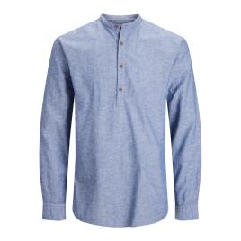 Jack & Jones Camisa Manga Comprida Black Summer Half Placket XL Faded Denim / Slim Fit