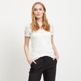 Vila Blusa de gola redonda, com renda