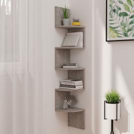 vidaXL Estante canto p/ parede aglomerado 19x19x123cm cinzento cimento