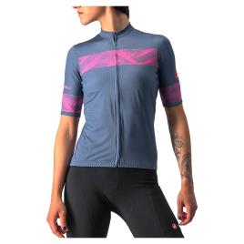 Castelli Camisola Manga Curta Fenice XS Light Steel Blue / Pink Fluo