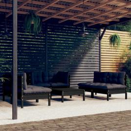 Conjunto Lounge Jardim C/ Almofadões Pinho Maciço 7 pcs