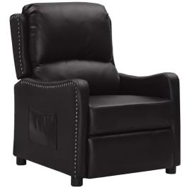 vidaXL Cadeira reclinável couro artificial brilhante preto