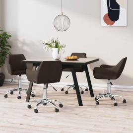 vidaXL Cadeiras de jantar giratórias 4 pcs tecido castanho-escuro