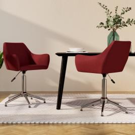 vidaXL Cadeiras de jantar giratórias 2 pcs tecido vermelho tinto