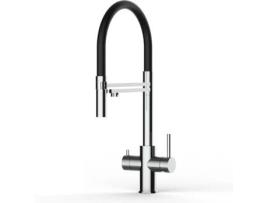 Torneira de cozinha VIZIO 5 Vias Tubo Giratória 360° Aço polido Preto (Aço)