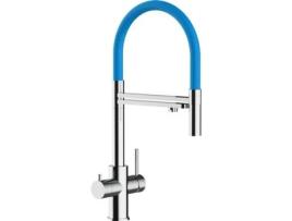 Torneira de cozinha VIZIO 5 Vias Tubo Giratória 360° Aço polido Azul claro  (Aço)