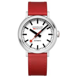 Mondaine Relógio Original Automatic 41 Mm One Size White / St. Steel Brushed / Red Leather