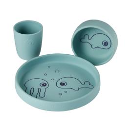 Conjunto de refeição em silicone, sea friends