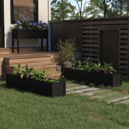 vidaXL Canteiros elevados jardim 2 pcs 150x31x31cm pinho maciço preto