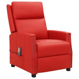 vidaXL Poltrona massagens reclinável couro artificial vermelho