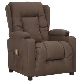 vidaXL Poltrona de massagens reclinável tecido cinzento-acastanhado