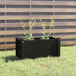 Vaso/floreira de Jardim 60x31x31 cm Pinho Maciço Preto
