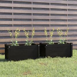 Vasos/floreiras de Jardim 2 pcs 60x31x31 cm Pinho Maciço Preto