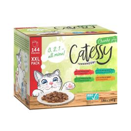 XXL Pack misto Catessy Pedaços em molho ou gelatina 144 x 100 g - 4 variedades Pedaços em molho