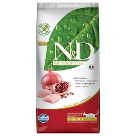 Farmina N&D Neutered sem cereais com frango e romã para gatos - Pack económico: 2 x 5 kg