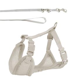 Peitoral macio com trela Trixie Junior para cachorros - 26 cm-34 cm de peito, C 200 cm x L 0,8 cm, cinza claro