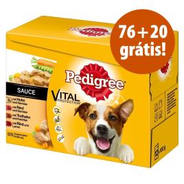 Multipack Pedigree 96 x 100 g saquetas em promoção: 76 + 20 grátis! - Junior em gelatina