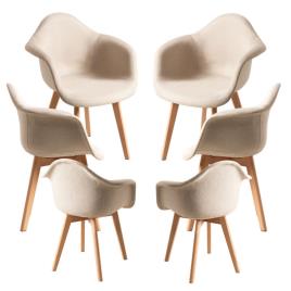 Presentes Miguel - Pack 6 Cadeiras Belu Tecido - Beige