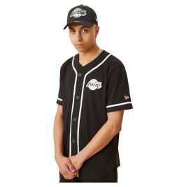 New Era Camiseta Manga Curta Decote Redondo Distressed Logo Button Up Los Angeles Lakers M Black