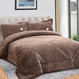 AMO COMFORTER SHERPA CASAL COM ALMOFADAS CASTANHO 240X260CM