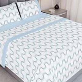 AMO JOGO CAMA ALGODAO CASAL AZUL ONDAS 260X290CM