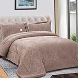 AMO COMFORTER SHERPA CASAL COM ALMOFADA BEGE 180X260CM