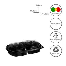 TAKE AWAY CAIXA 2 DIV 50/50 23.5X14.5X3.5CM PACK 100