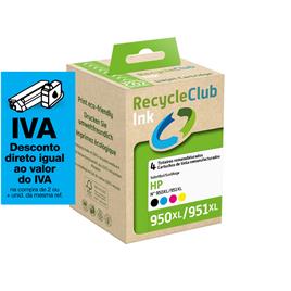 RECYCLECLUB Tinteiro Remanufaturado Compatível com HP 950XL/951XL, Pack 4, Preto, Amarelo, Azul e Magenta, K10312RC