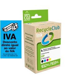 RECYCLECLUB Tinteiro Remanufaturado Compatível com HP 932XL/933XL, Pack 4, Preto, Amarelo, Azul e Magenta, K10306RC