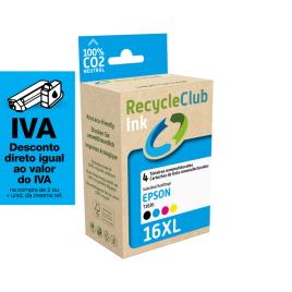 RECYCLECLUB Tinteiro Remanufaturado Compatível com Epson 16XL, Pack 4, Preto, Amarelo, Azul e Magenta, K10337RC