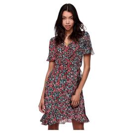 Only Vestido Curto Olivia Wrap 36 Black / Aop Red Shore Flower