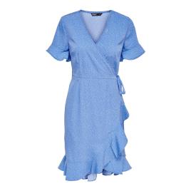 Only Vestido Curto Olivia Wrap 36 Blue Bonnet / Aop Confetti Dot