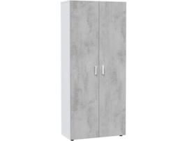 Armário HABITDESIGN Multiusos (Branco e Cinzento - Melamina - 80x182x37 cm)