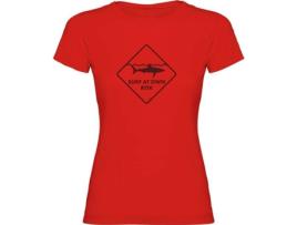 T-shirt para Mulher KRUSKIS Surf At Own Risk Vermelho para Outdoor (S)