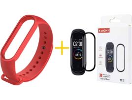 Bracelete + Película Xiaomi Mi Band 5 KUCHI Silicone (Vermelho)