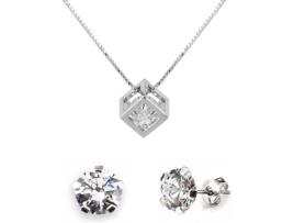 Conjunto de Joalharia VANCRYSTALS Square (Latão - Prateado - Talla Única)