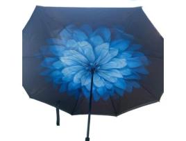 Guarda-Chuva Invertido com Gancho Azul Florido