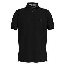 Polo direito stretch, gola com 2 botões