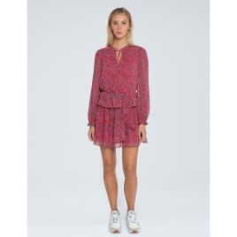 Pepe Jeans Vestido curto e estampado, mangas compridas, decote em V