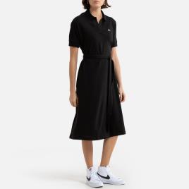 Lacoste Vestido estilo polo loose fit, com decote em V e cinto fluido