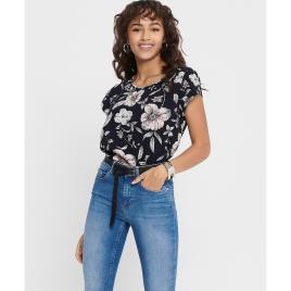 Blusa estampada, gola redonda