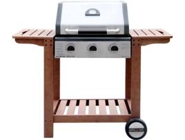 Barbecue a Gás LOLAHOME 3 Bocas (Castanho - 61x136x114 cm - Aço Inoxidável)